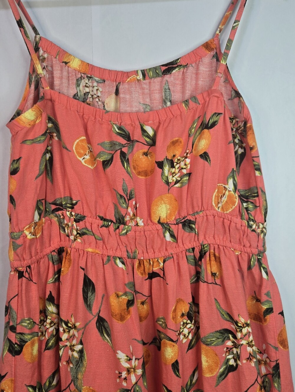 LOFT Size M Orange Citrus Print Spaghetti Strap Sundress - Picture 7 of 11